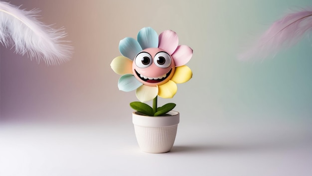 Photo cute happy pot with flower