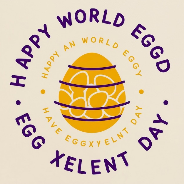 Photo cute happy world egg day greeting banner have an eggxellent day tagline egg yolk as earth on egg white background with pattern vector illustration eps 10