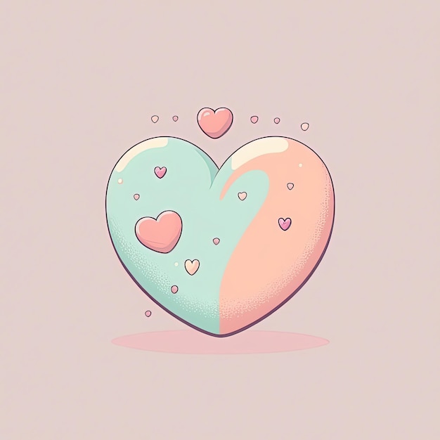 Cute heart 2D illustration cartoon Valentines day icon Card template