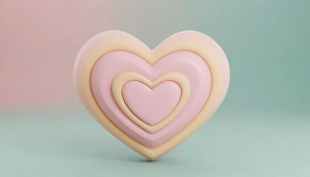 Cute heart 3D rendering Cartoon style