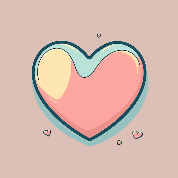 Cute heart illustration cartoon Valentines day icon Card template