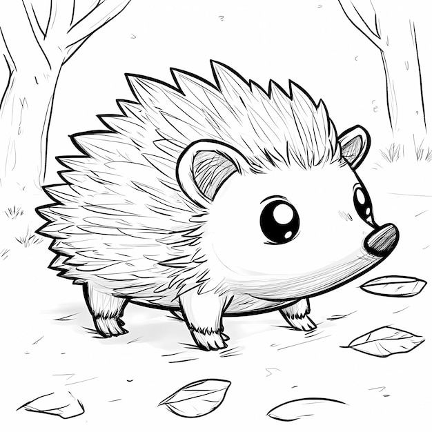 Photo cute hedgehog coloring page for kids ideal for creative learning fun