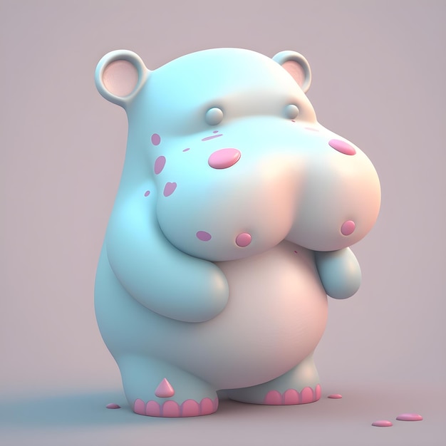 Cute hippo character design generative ai