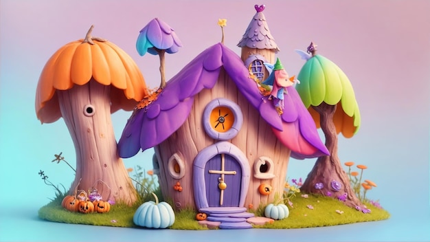 cute home and tree landscape wallpaper Cute fairy house of Halloween