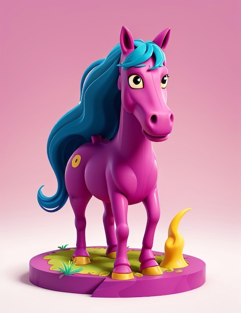 A cute horse rendered in the cartoon animation fantasy style