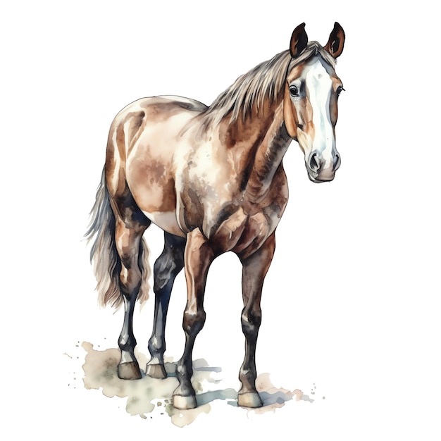 Cute horse watercolor illustration animals and farm clipart