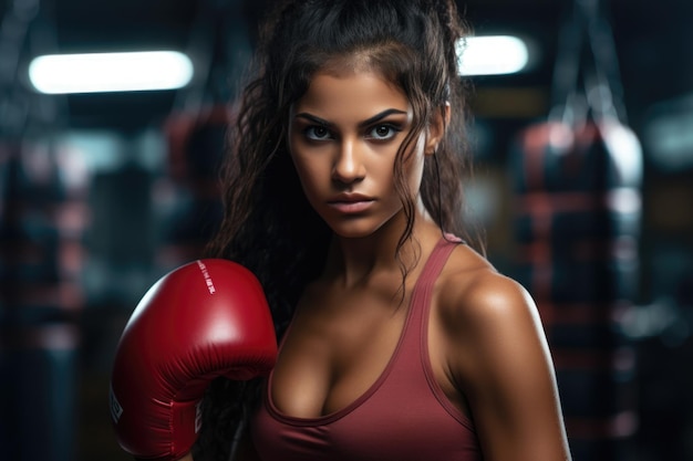 cute hot sport woman athlete boxing pose