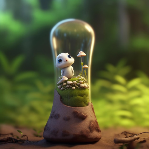 a cute hourglass in nature with the cute little one inside it 3d rendering