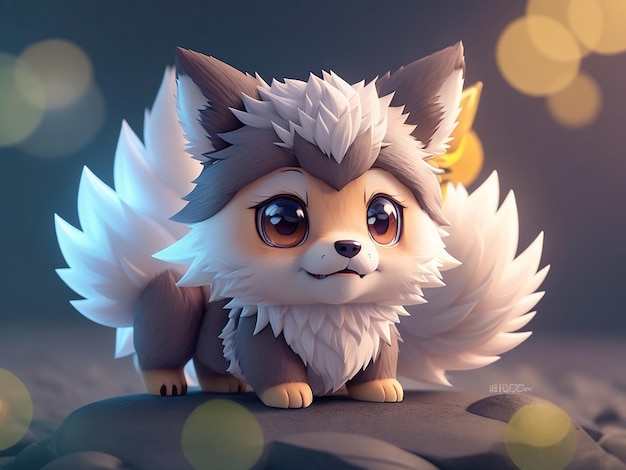 Cute Hyperrealistic Anime Wolf from Pokemon ai generated