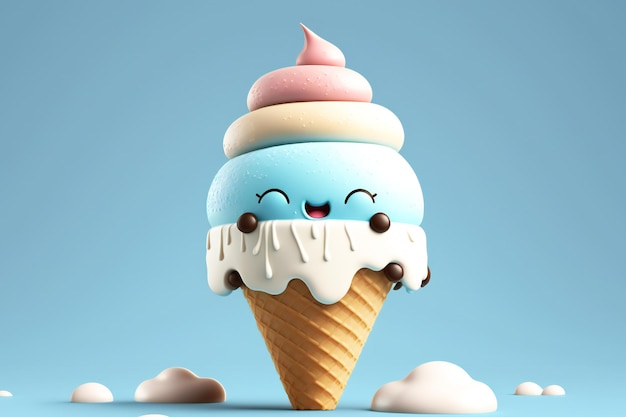 Cute Ice Cream cartoon Character