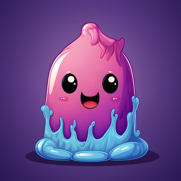 Photo cute illustration of cartoon colored ghost