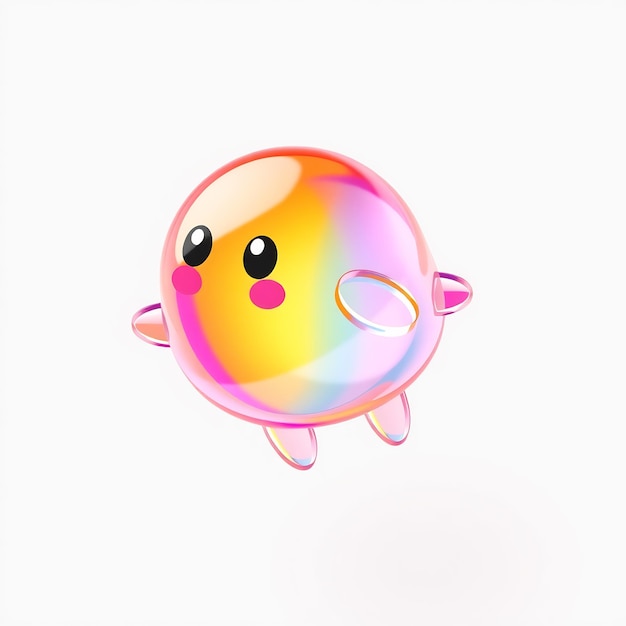 Photo cute iridescent bubble character