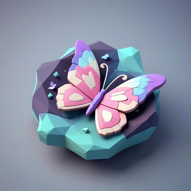 Photo a cute isometric space butterfly