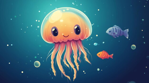 Photo cute jellyfish illustration