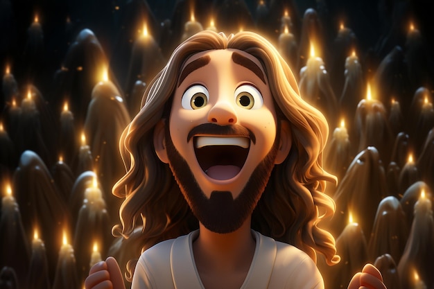 Cute Jesus Christ animated animated expressions quirky expressions playful expressions black and white background wall Jesus of Nazareth Jesus of Galilee