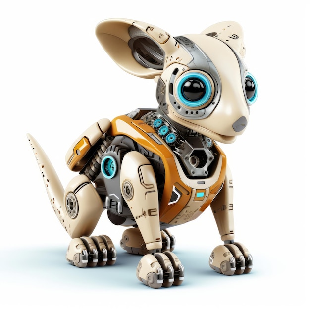 Cute kangaroo robot robotic animal isolated over white background AI Generated