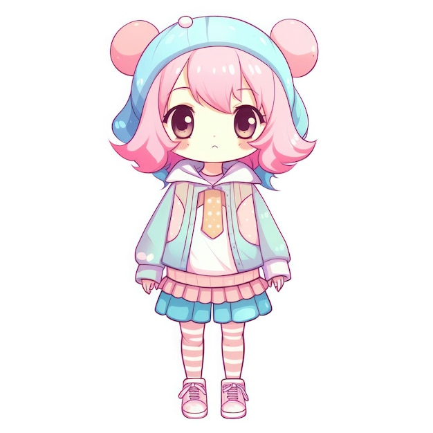 Cute kawai girl character cartoon