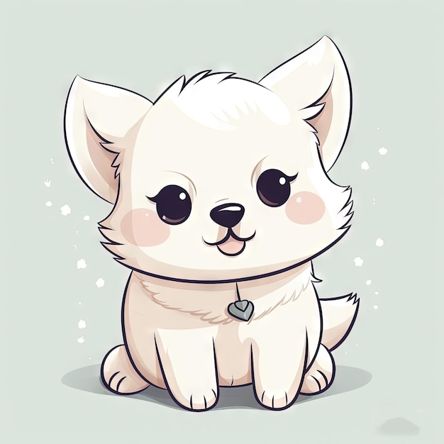 Cute Kawaii Dog Clipart on White Background