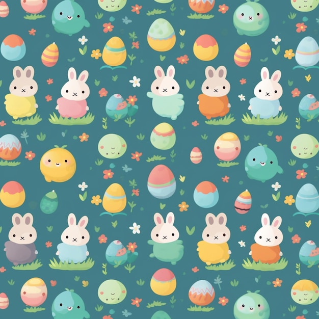 Cute Kawaii Easter Digital Paper