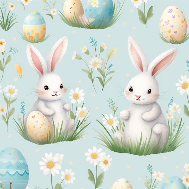 Cute Kawaii Easter Digital Paper