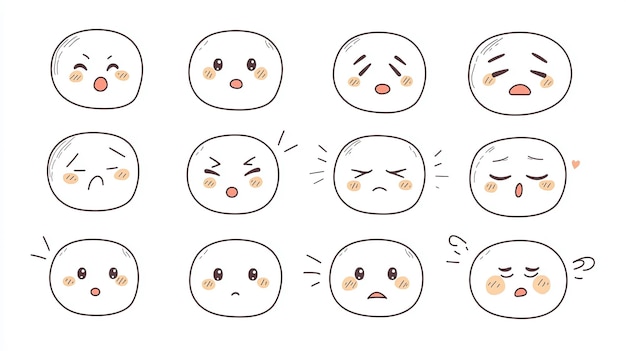 Cute Kawaii Emoji Set Adorable Chibi Emoticons