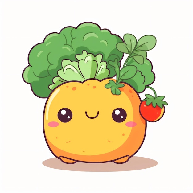 A cute kawaii kawaii vegetable with a smiling face.