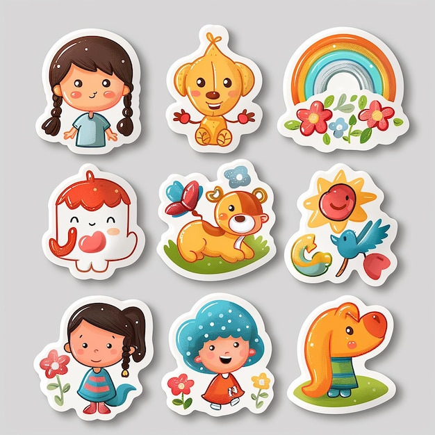 Photo cute kawaii kids sticker card