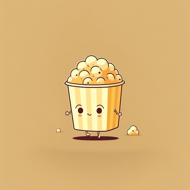 cute kawaii popcorn vector illustration