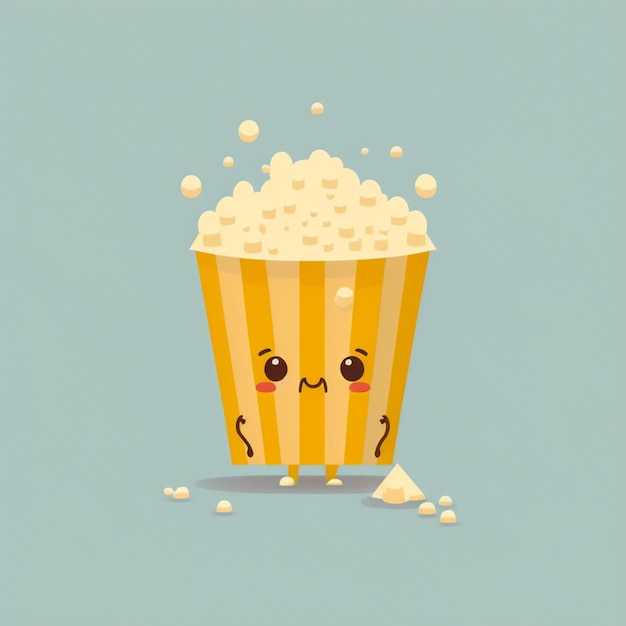 cute kawaii popcorn vector illustration