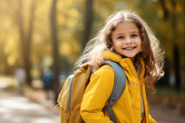 Cute kid student with a school bag