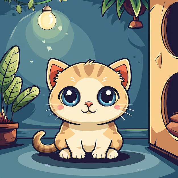 Photo cute kitten cartoon vector icon