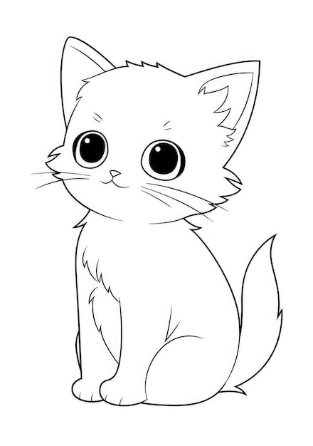 cute kitten coloring page on A4 paper