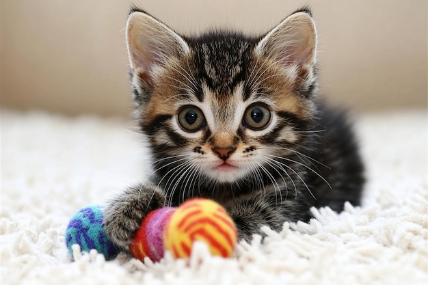 Cute Kitten Enjoying Playful Toy photo