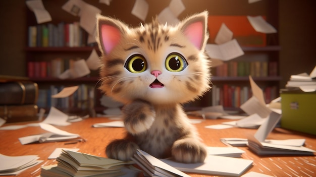 cute kitten ilustration by ai