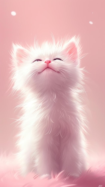 A Cute Kitten in Pink Background