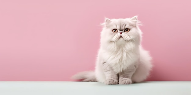 cute kitten on pink pastel background