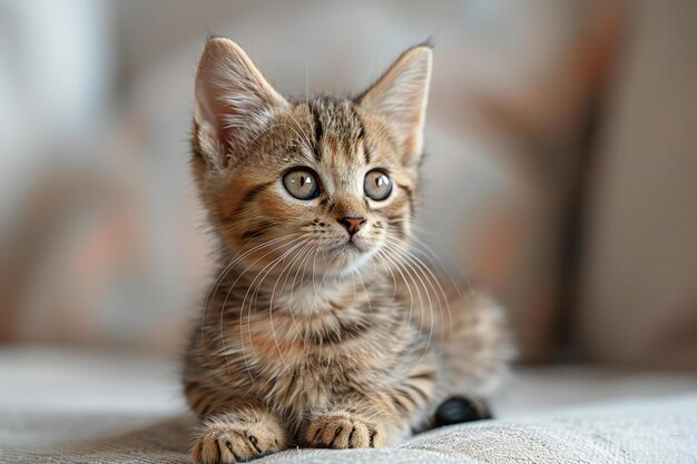 Cute kitten sitting on a white background in a high resolution photograph stock photo copy space f