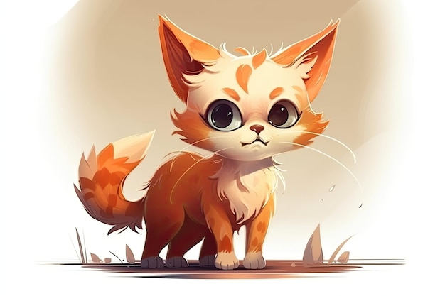 Cute kitten standing in a field of green grass with big adorable eyes Generative AI