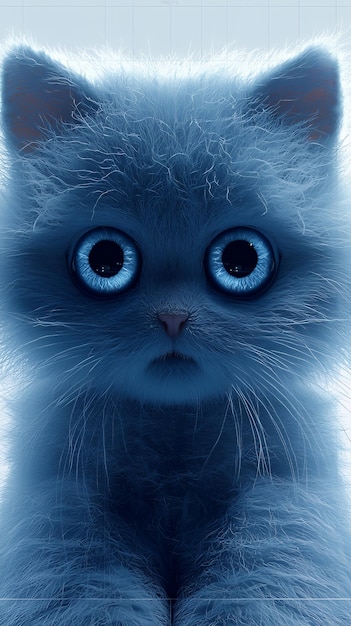 Photo cute kitten with big blue eyes