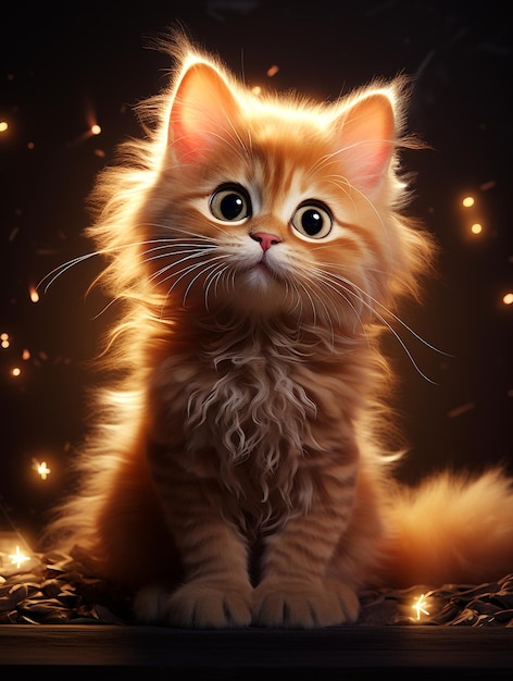 Cute Kitten with Kawaii Background