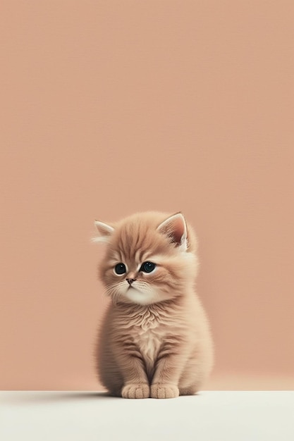 Cute kitten with minimalist background