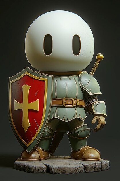 Cute Knight in Armor with Shield and Sword