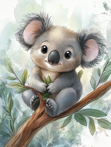 Cute Koala Bear on a Branch