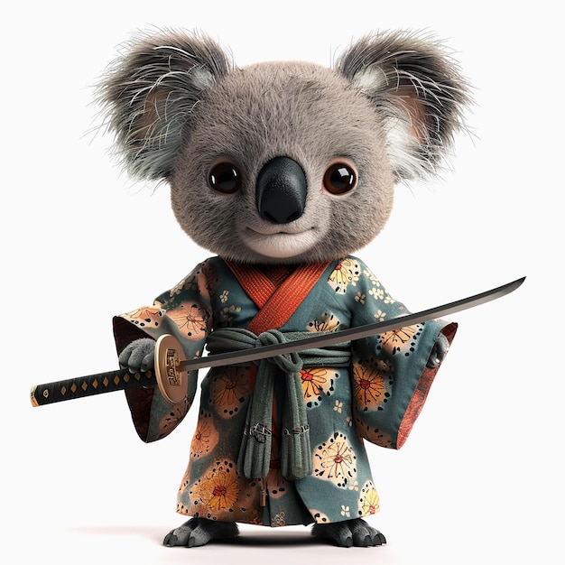 Cute Koala cartoon illustration Koala Samurai warrior cartoon