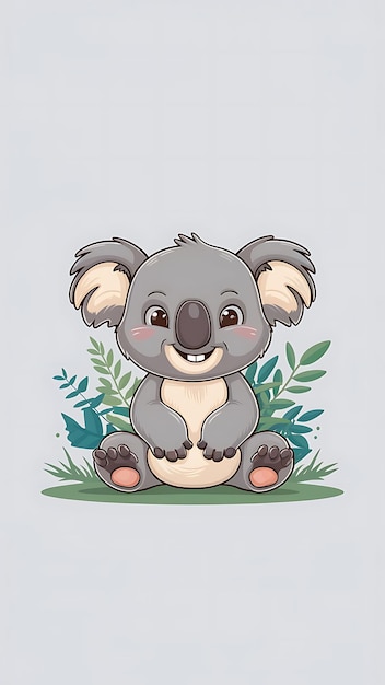 Cute Koala Cartoon Vector Icon Illustration