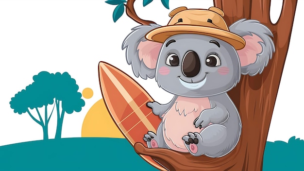 Photo cute koala cartoon vector icon illustration