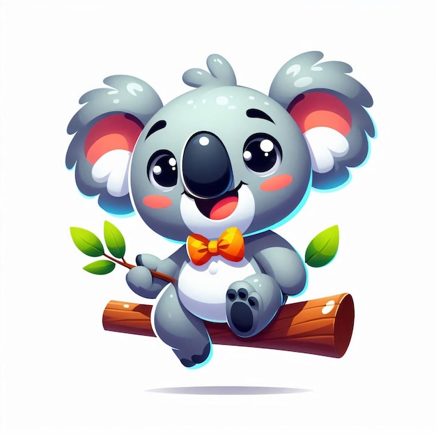 Photo cute koala with a bow tie on it