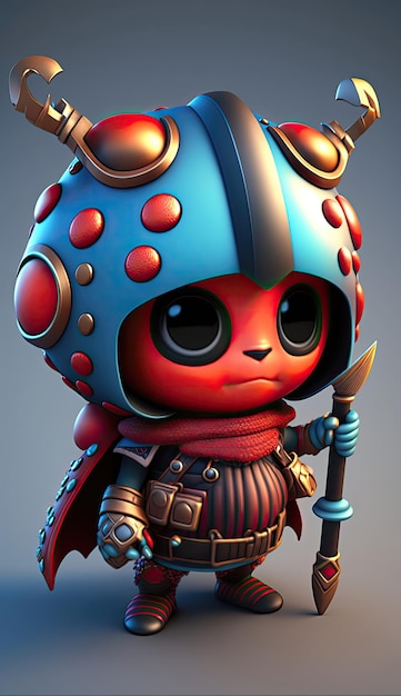 Cute Ladybug Animal Warrior 3D Game Model Generative AI