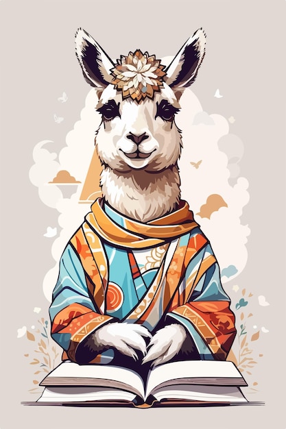 Cute lama dressed as a guru