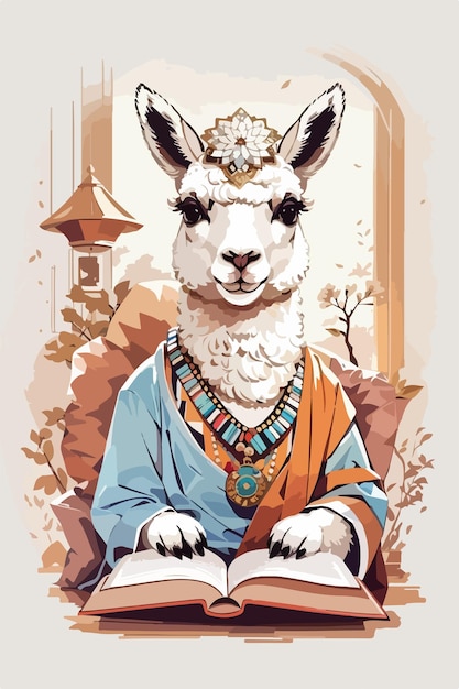 Cute lama dressed as a guru